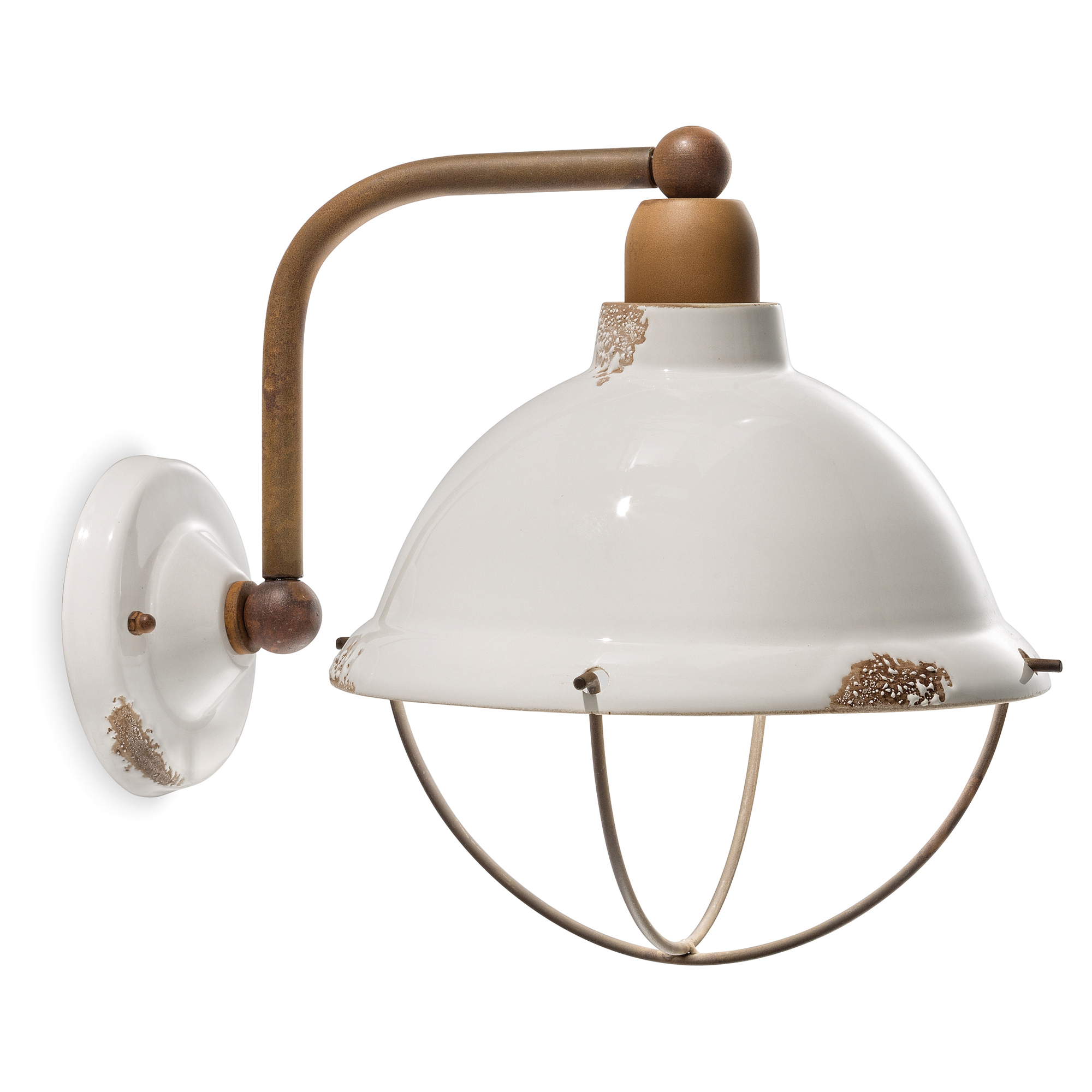 Ferroluce Vägglampa Gamma Industrial Vintage Vit ∅ 23 cm