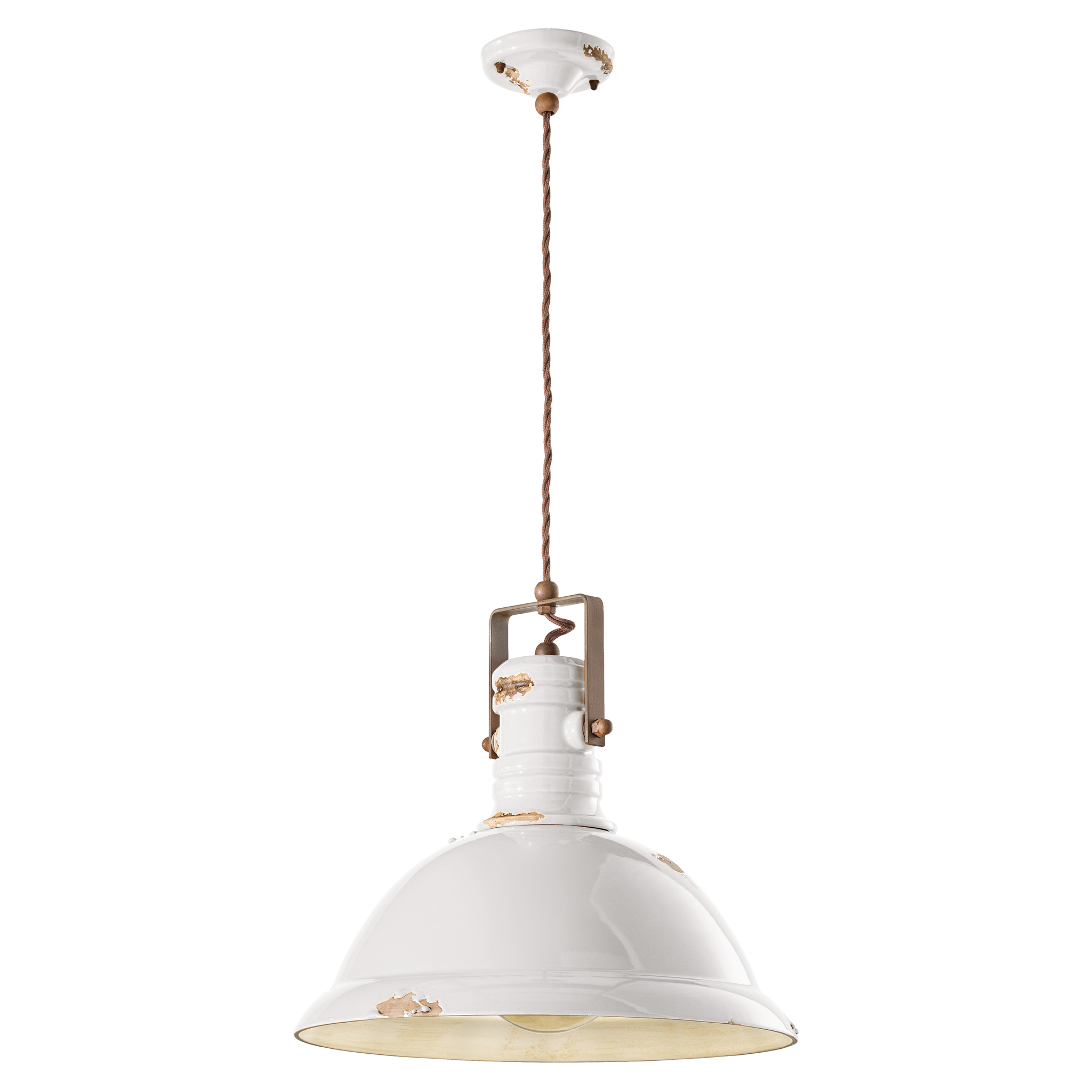 Ferroluce Hängande Lampa Gamma Industrial Vintage Vit ∅ 40 cm