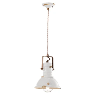 Ferroluce Hängande Lampa <strong>Gamma Industrial</strong>  Vintage Vit ∅ 23 cm