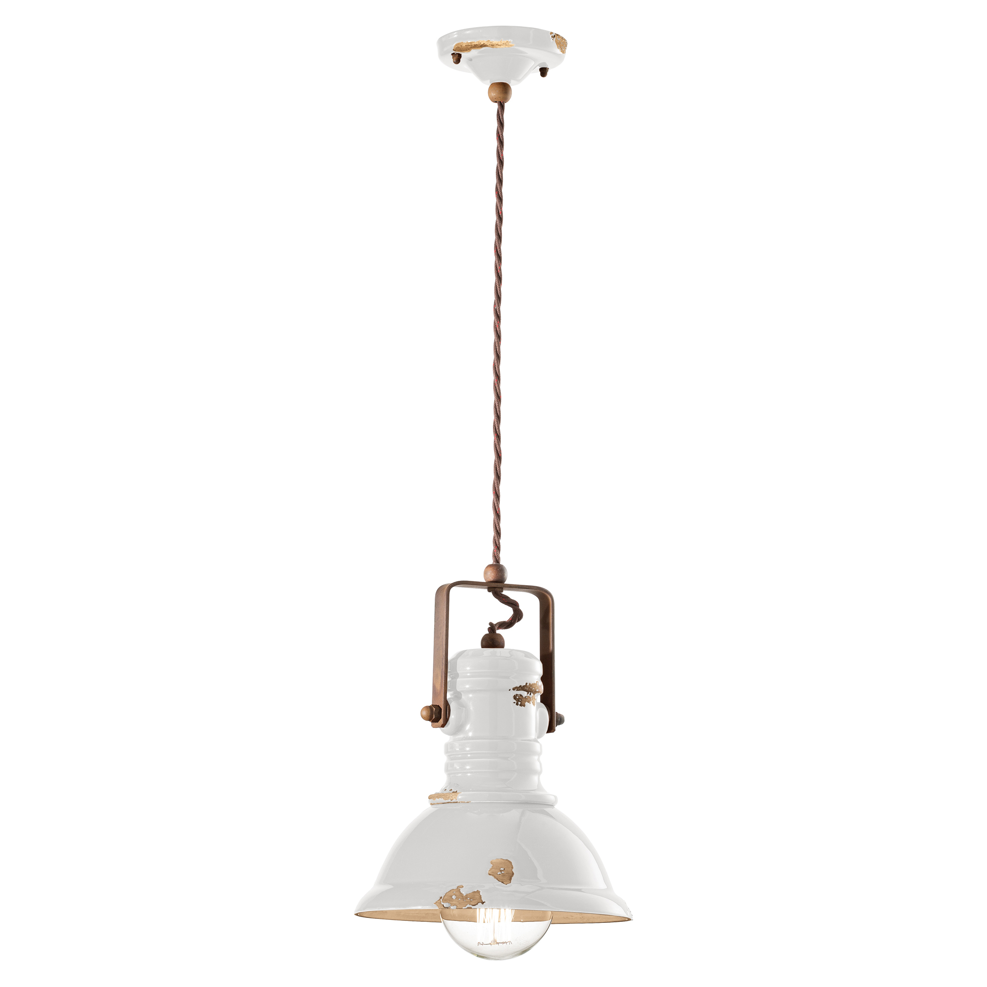 Ferroluce Hängande Lampa Gamma Industrial Vintage Vit ∅ 23 cm