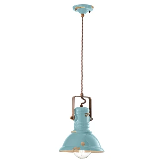 Ferroluce Hängande Lampa <strong>Gamma Industrial</strong>  Vintage Blå ∅ 23 cm