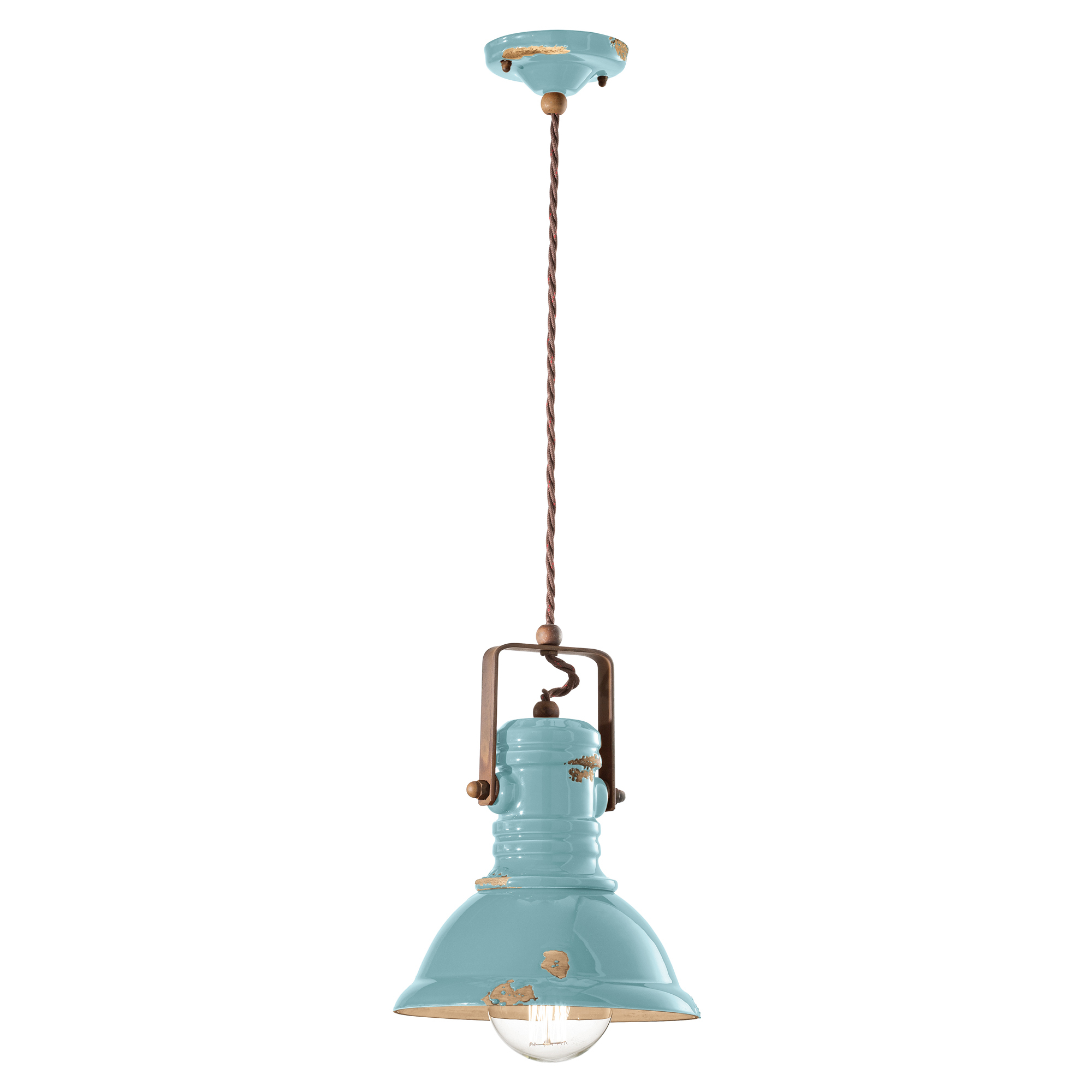 Ferroluce Hängande Lampa Gamma Industrial Vintage Blå ∅ 23 cm