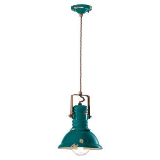 Ferroluce Hängande Lampa <strong>Gamma Industrial</strong>  Vintage Grön ∅ 23 cm