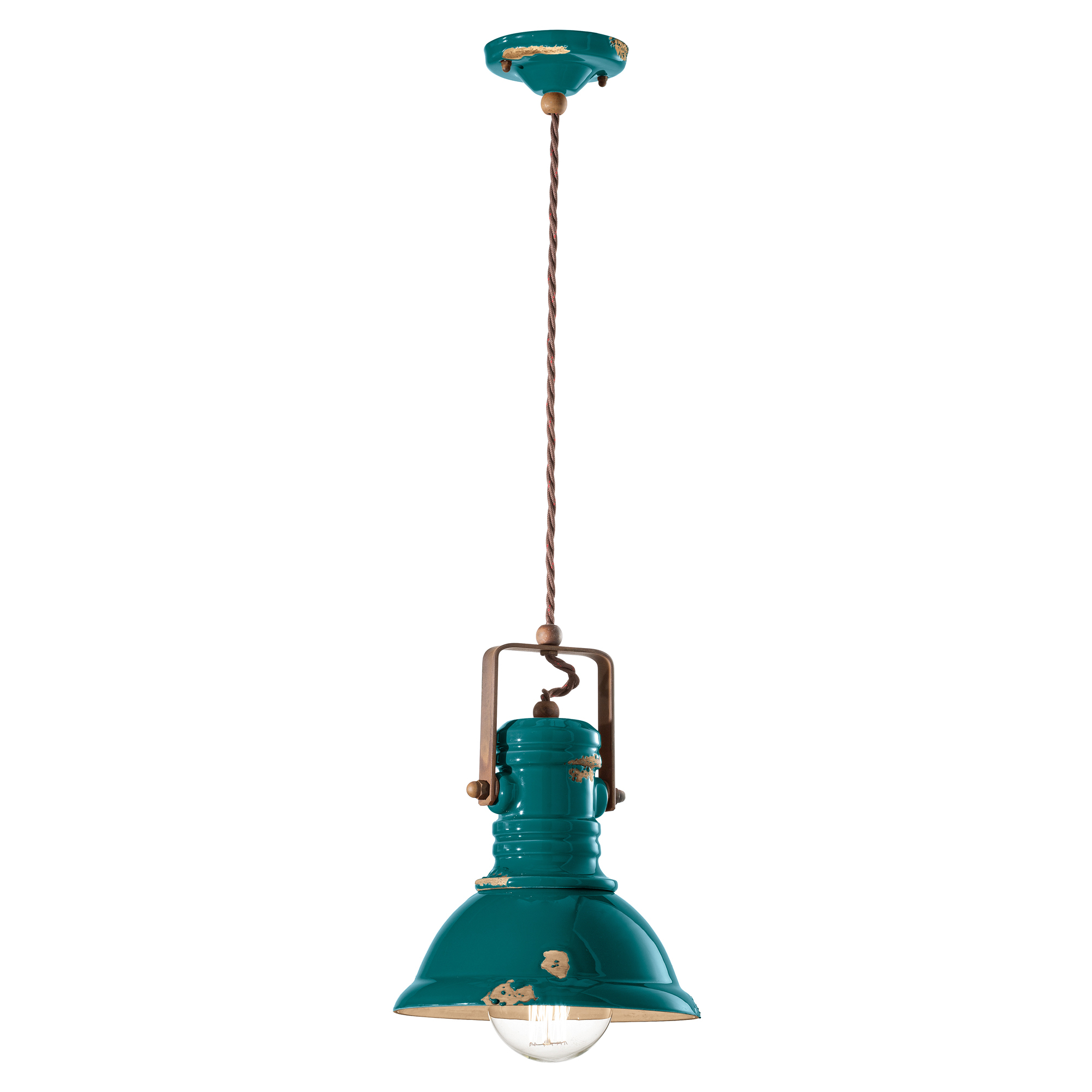 Ferroluce Hängande Lampa Gamma Industrial Vintage Grön ∅ 23 cm