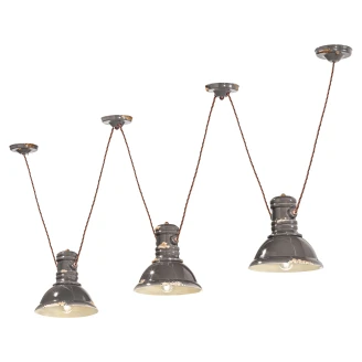 Ferroluce Hängande Lampa Trippel <strong>Gamma Industrial</strong>  Vintage Tortora