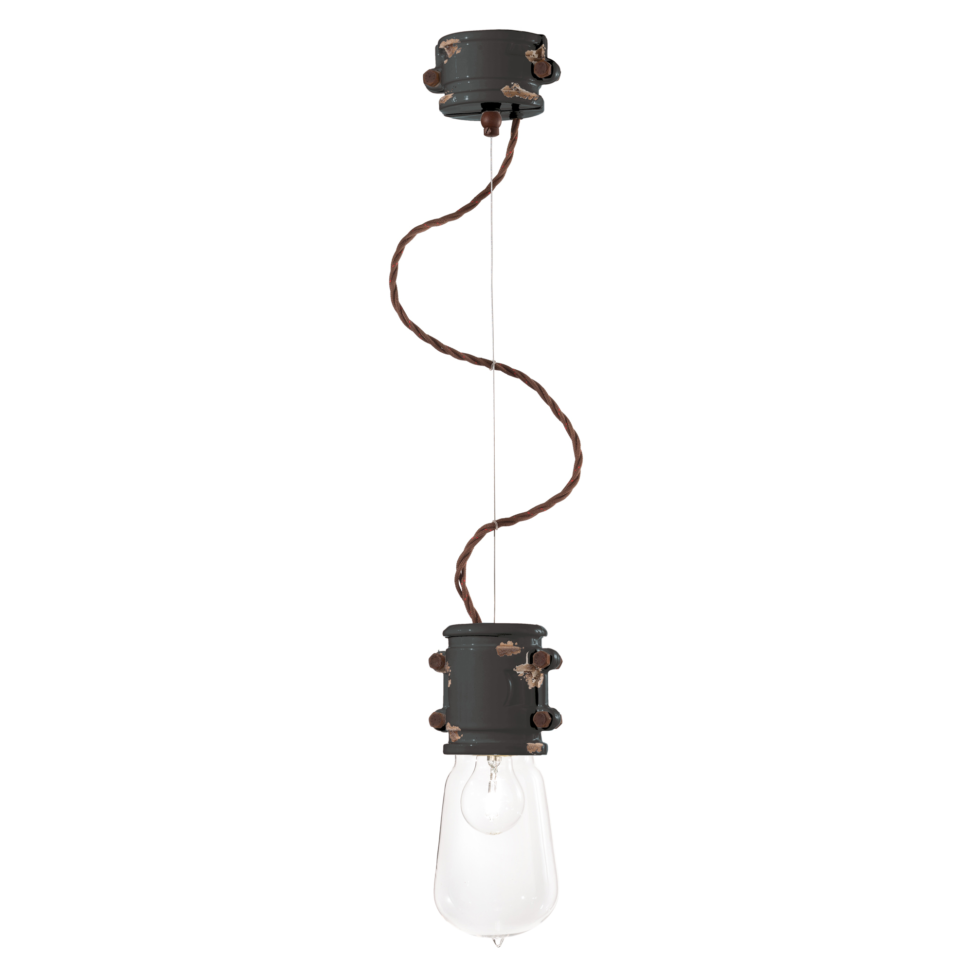 Ferroluce Hängande Lampa Urban Ny Vintage Svart ∅ 12 cm