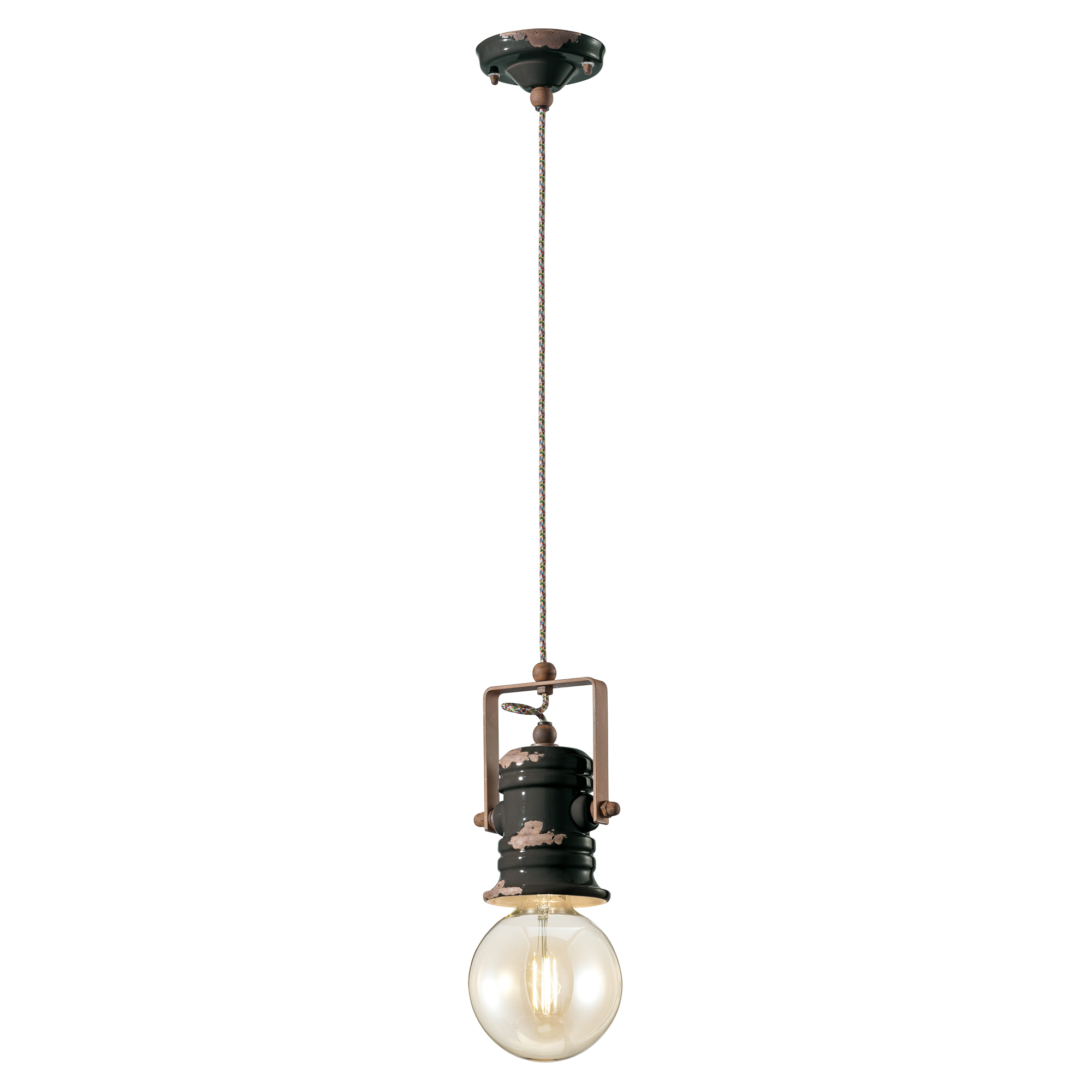 Ferroluce Hängande Lampa Urban Ny Vintage Svart
