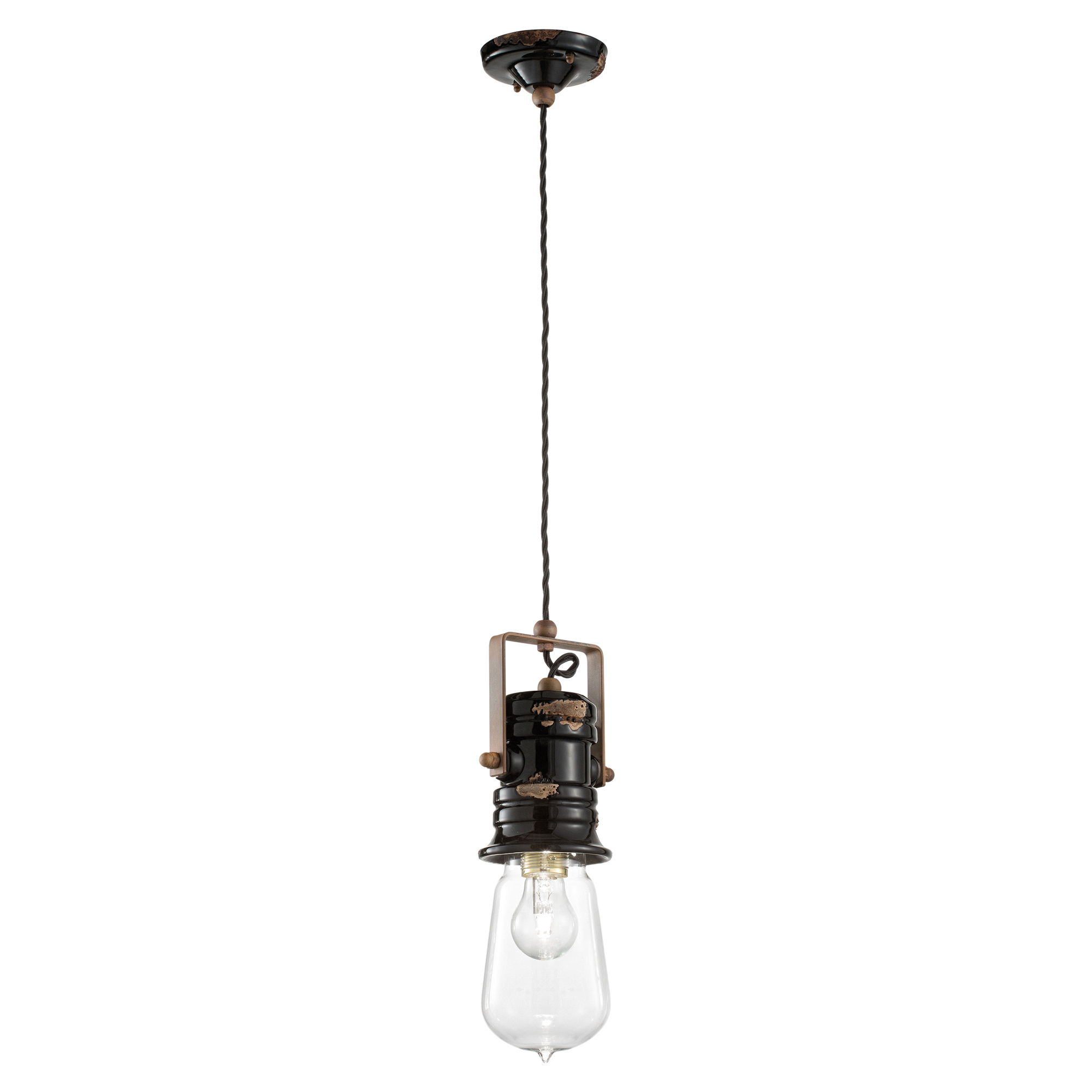 Ferroluce Hängande Lampa Urban Ny Vintage Svart ∅ 10.5 cm