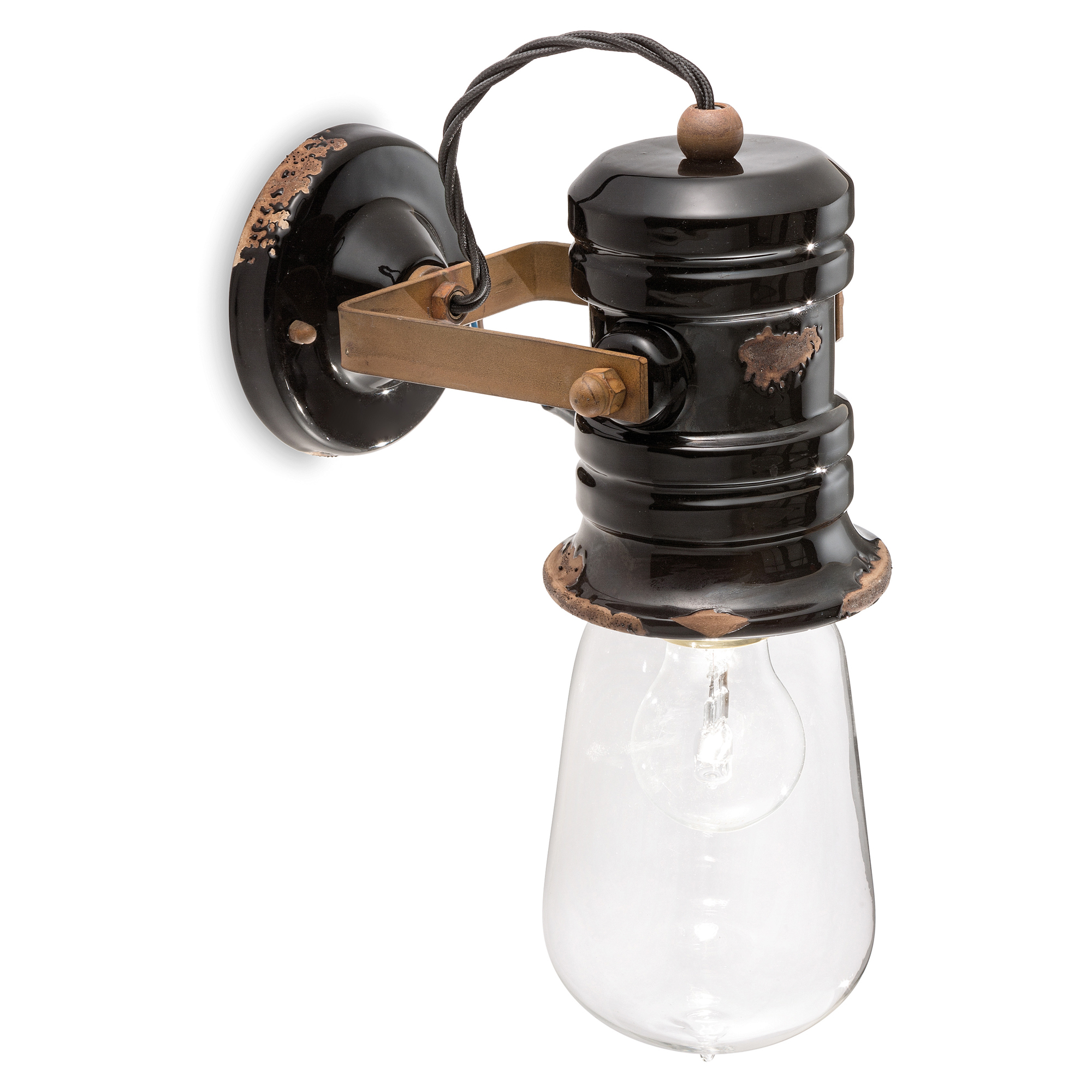 Ferroluce Vägglampa Urban Ny Vintage Svart 33 cm