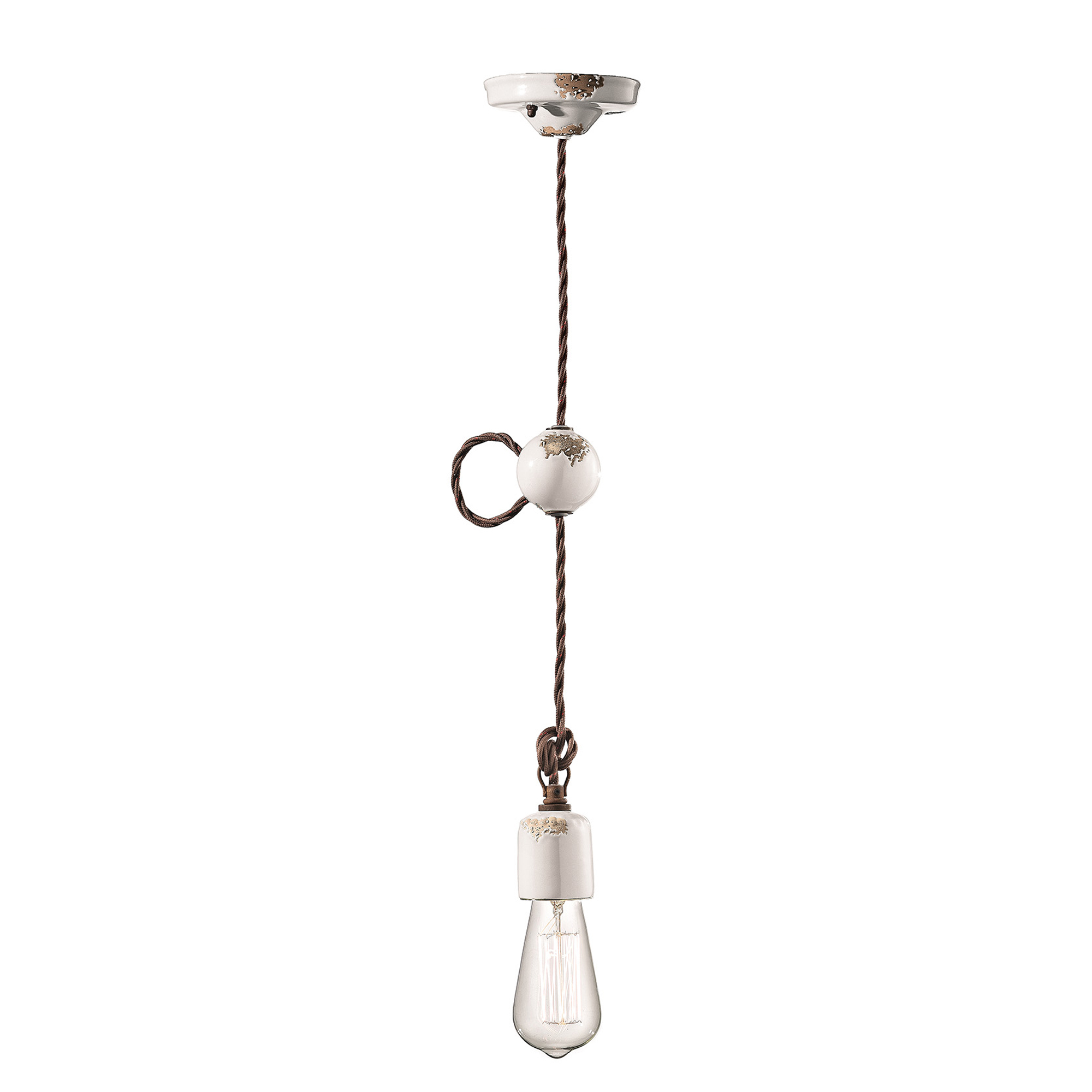 Ferroluce Hängande Lampa Alpha Vintage Vit
