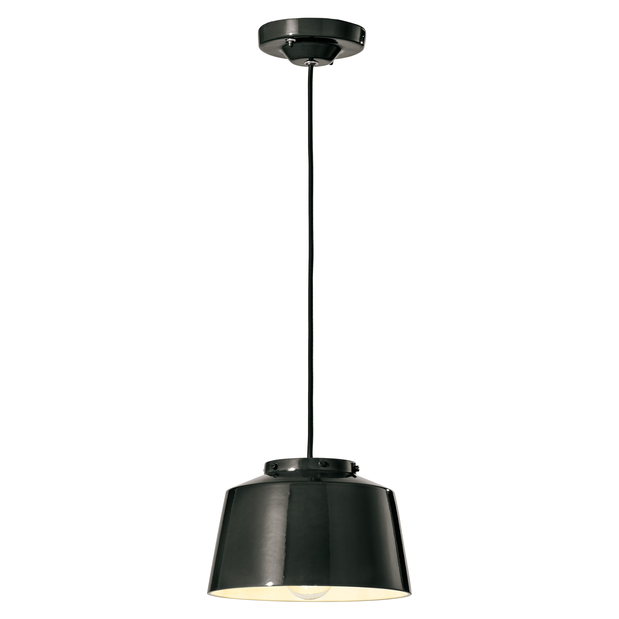 Ferroluce Hängande Lampa 50’s Svart Emalj ∅ 23 cm