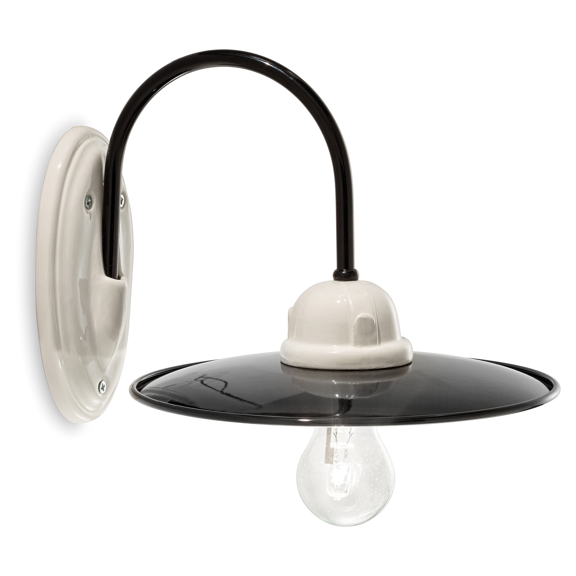 Ferroluce Vägglampa B&W Svart, Vit ∅ 25 cm