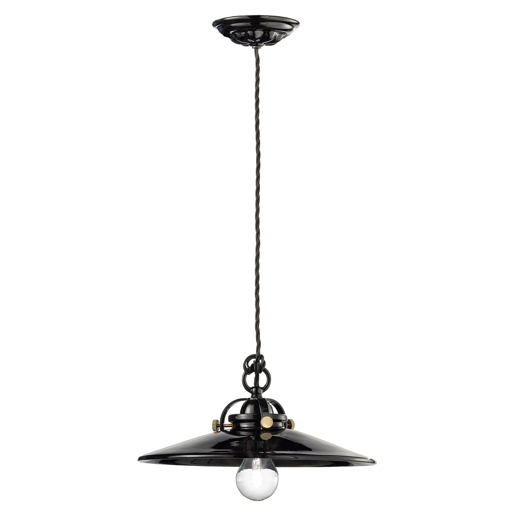 Ferroluce Hängande Lampa B&W Svart Emalj ∅ 31 cm