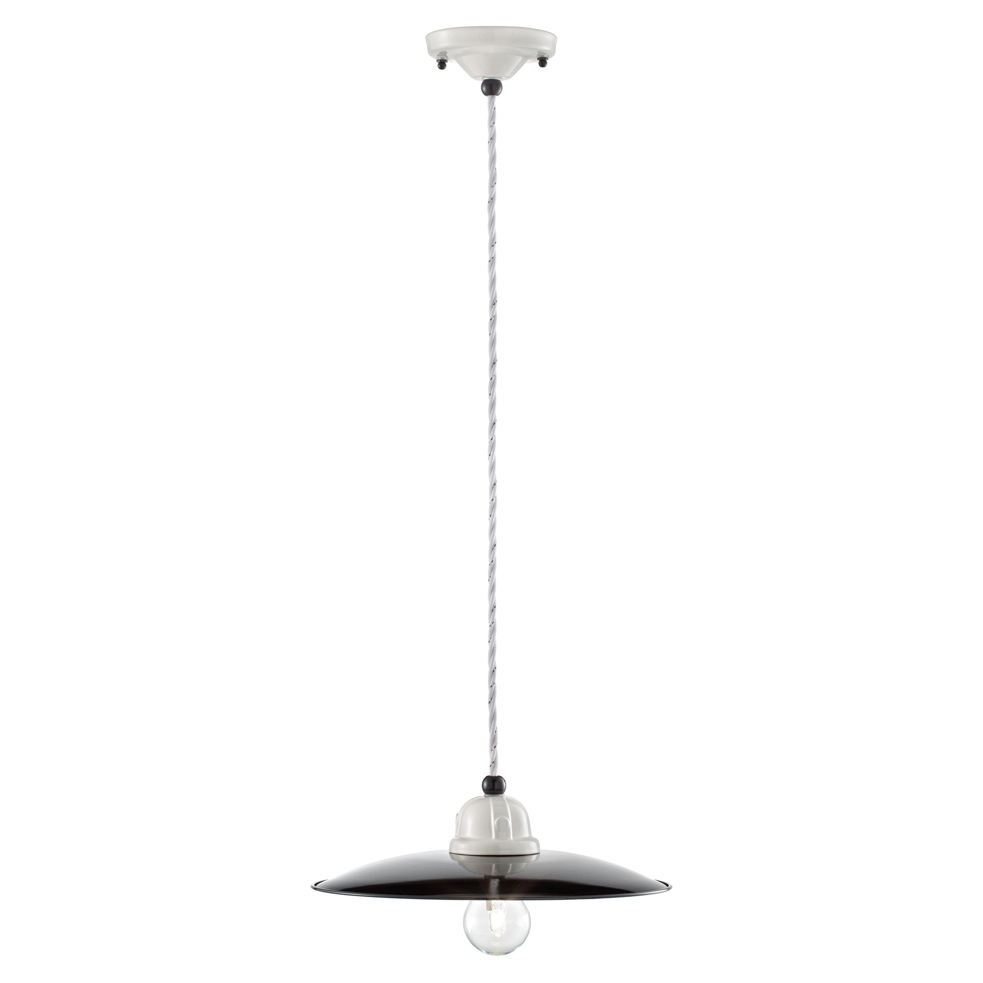 Ferroluce Hängande Lampa B&W Svart, Vit ∅ 25 cm