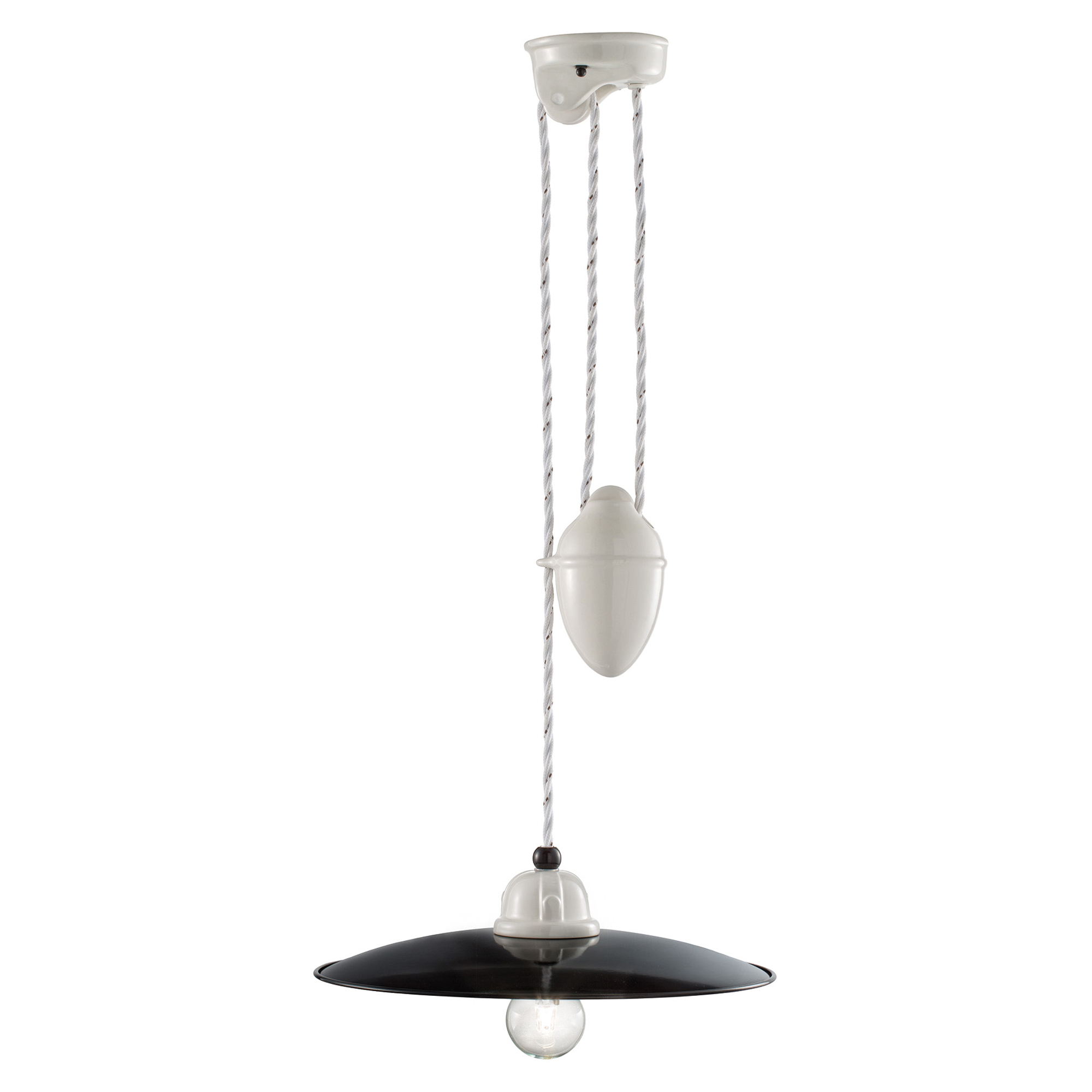 Ferroluce Hängande Lampa Upp och Ned B&W Svart, Vit ∅ 30 cm