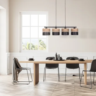 Hängande Lampa Quadro Nira Svart, Ek Matt