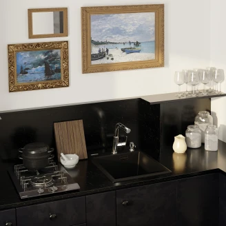 Granit Diskho <strong>Eridan</strong> Svart Matt 40x50 cm med Vattenlås