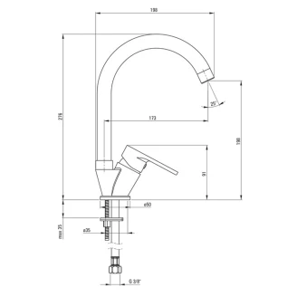 Köksblandare med U-Pip <strong>Chaber</strong> Krom Blank