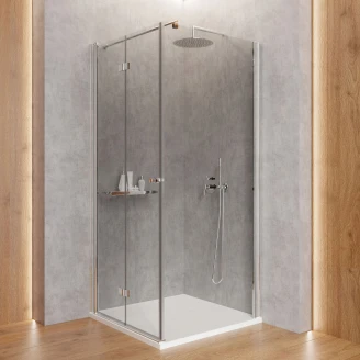 Duschhörn med Vikdörr <strong>Kerria Plus</strong> 90 + 90 cm Krom Blank