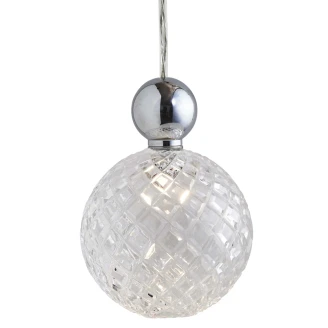 Ebb & Flow Hängande Lampa L <strong>Uva</strong>  Liten Rutig Transparent, Silver (Utan Takkopp)