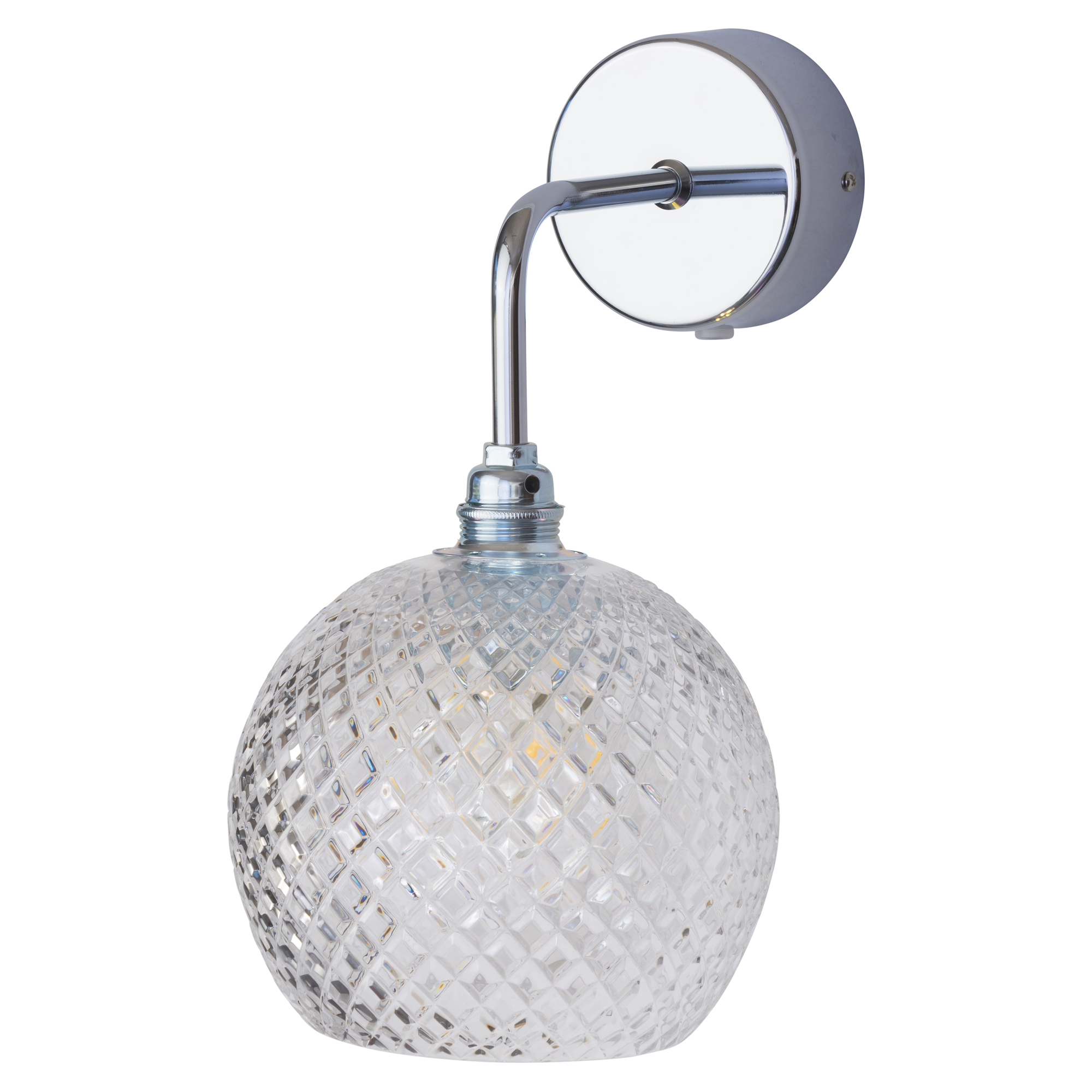 Ebb & Flow Vägglampa Rowan Crystal Liten Rutig Transparent, Silver