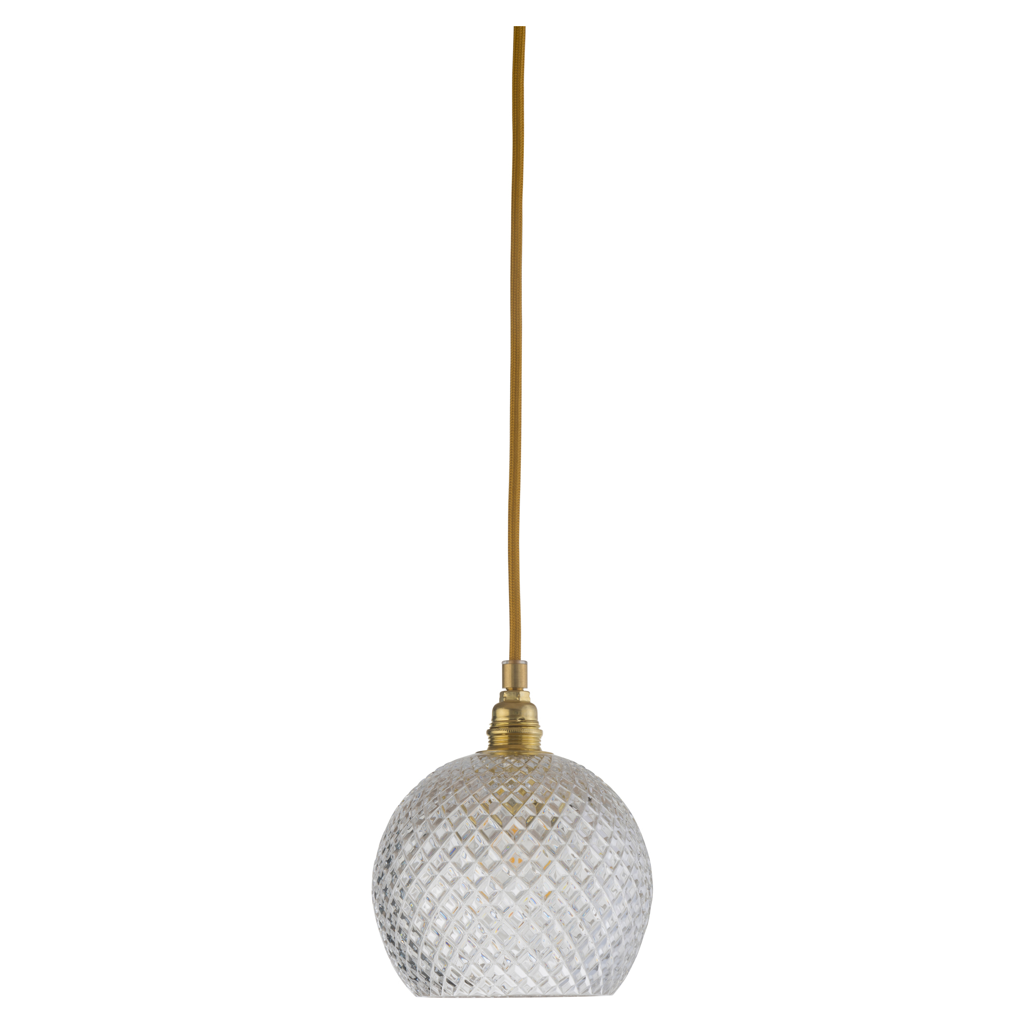 Ebb & Flow Hängande Lampa S Rowan Crystal Liten Rutig Transparent, Guld