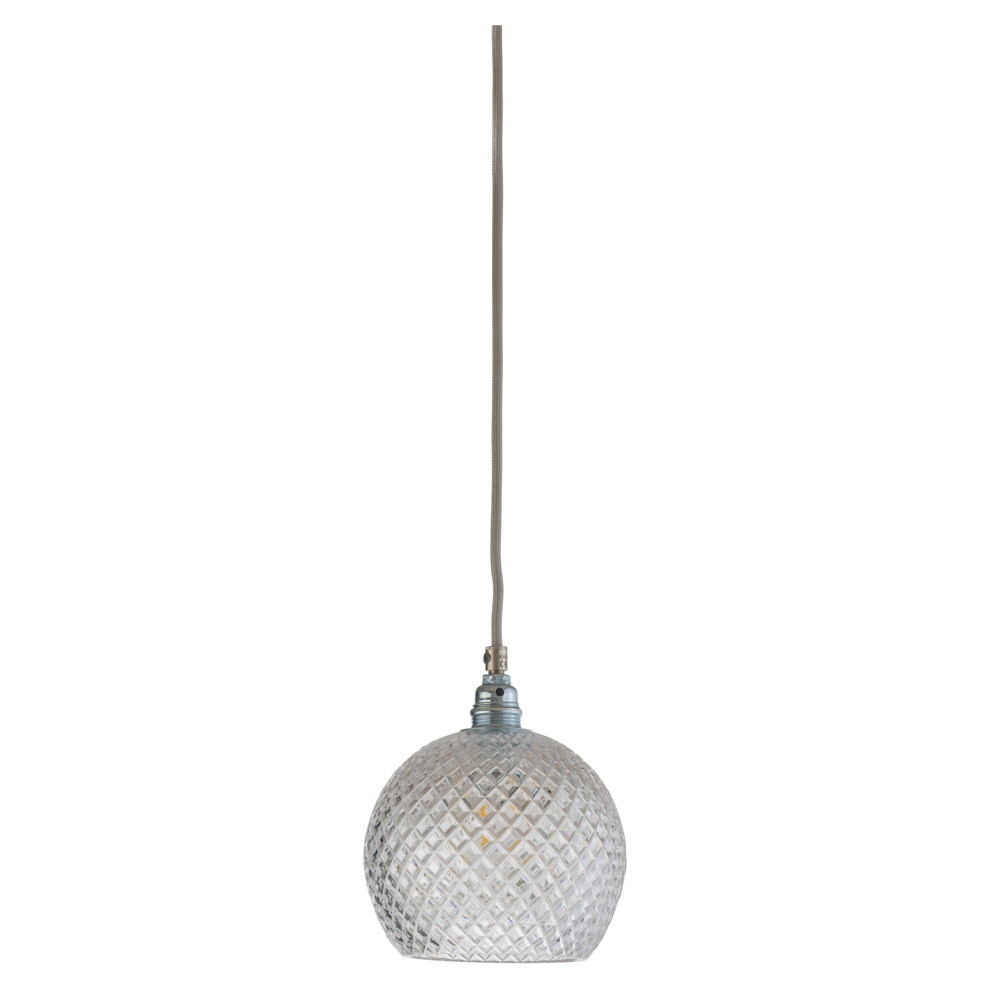 Ebb & Flow Hängande Lampa S Rowan Crystal Liten Rutig Transparent, Silver