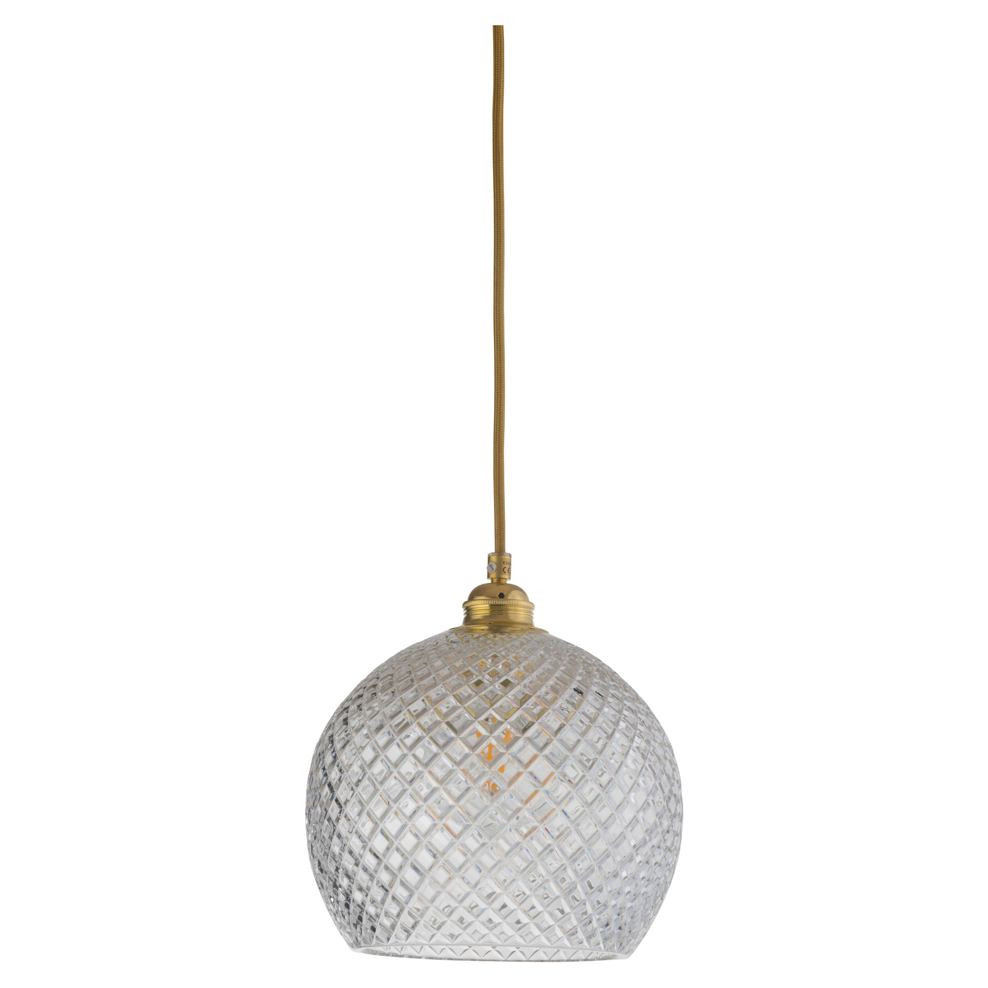 Ebb & Flow Hängande Lampa M Rowan Crystal Liten Rutig Transparent, Guld