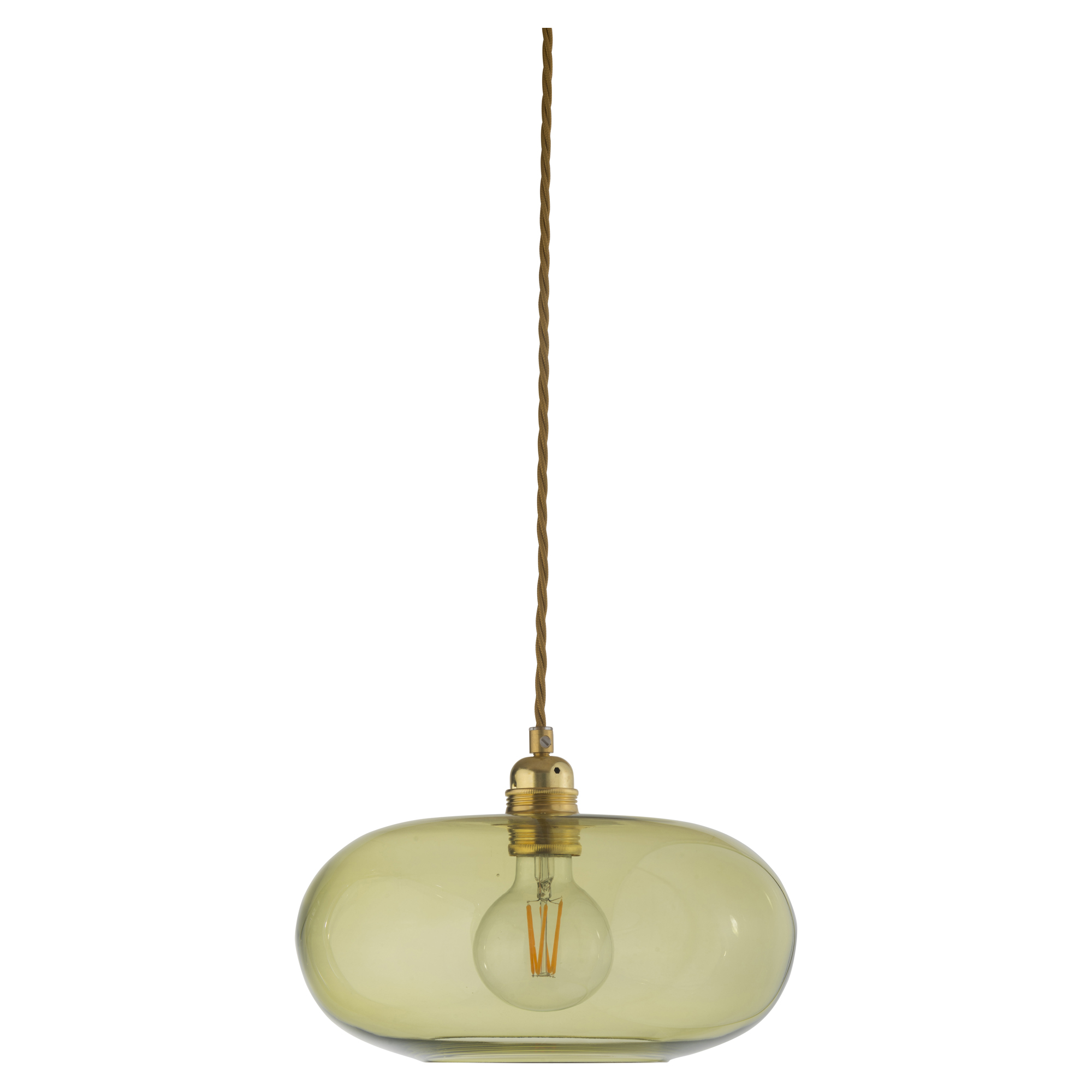 Ebb & Flow Hängande Lampa M Horizon Light Oliv, Guld