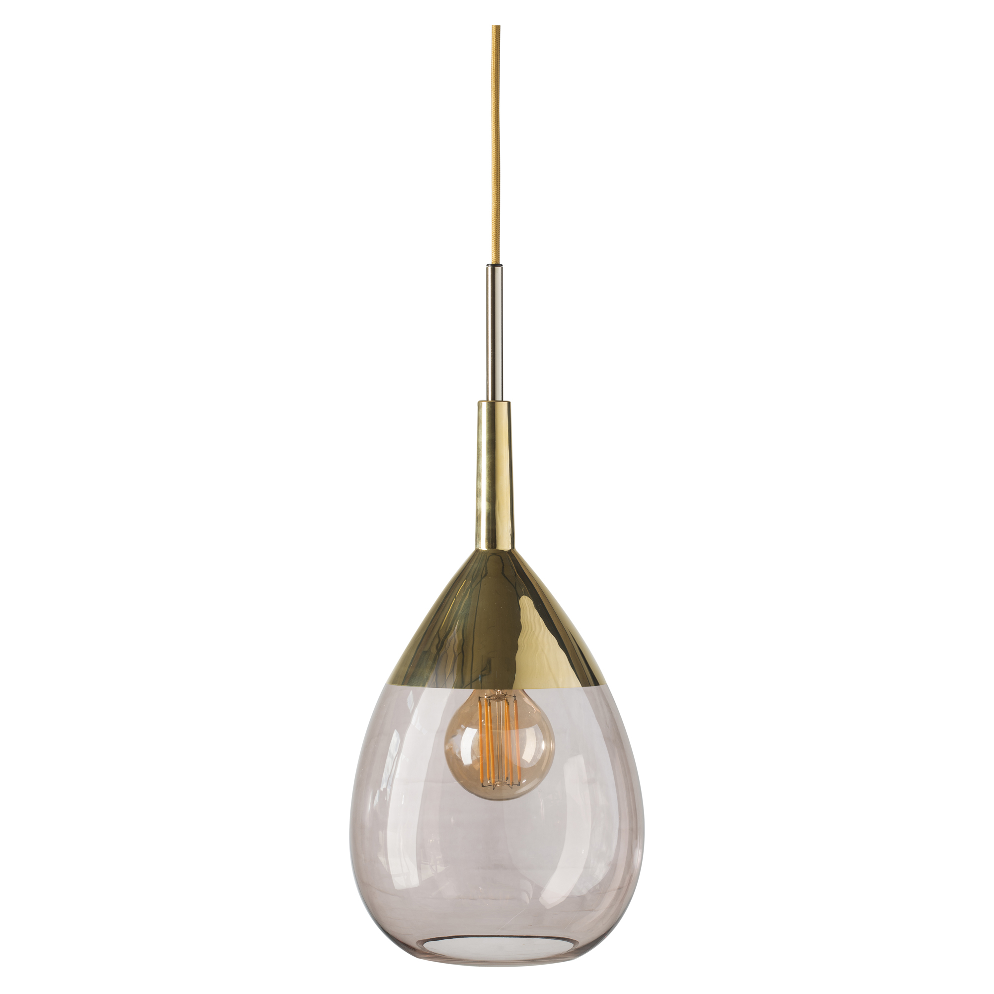 Ebb & Flow Hängande Lampa M Lute Obsidian, Guld