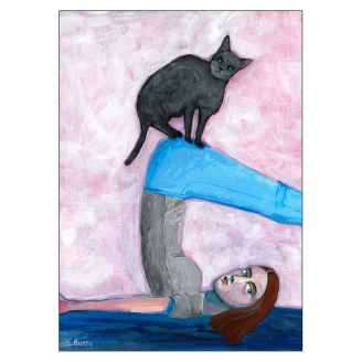 Poster <strong>Sharyn Bursic</strong>  Yoga with my cat 30x40 cm