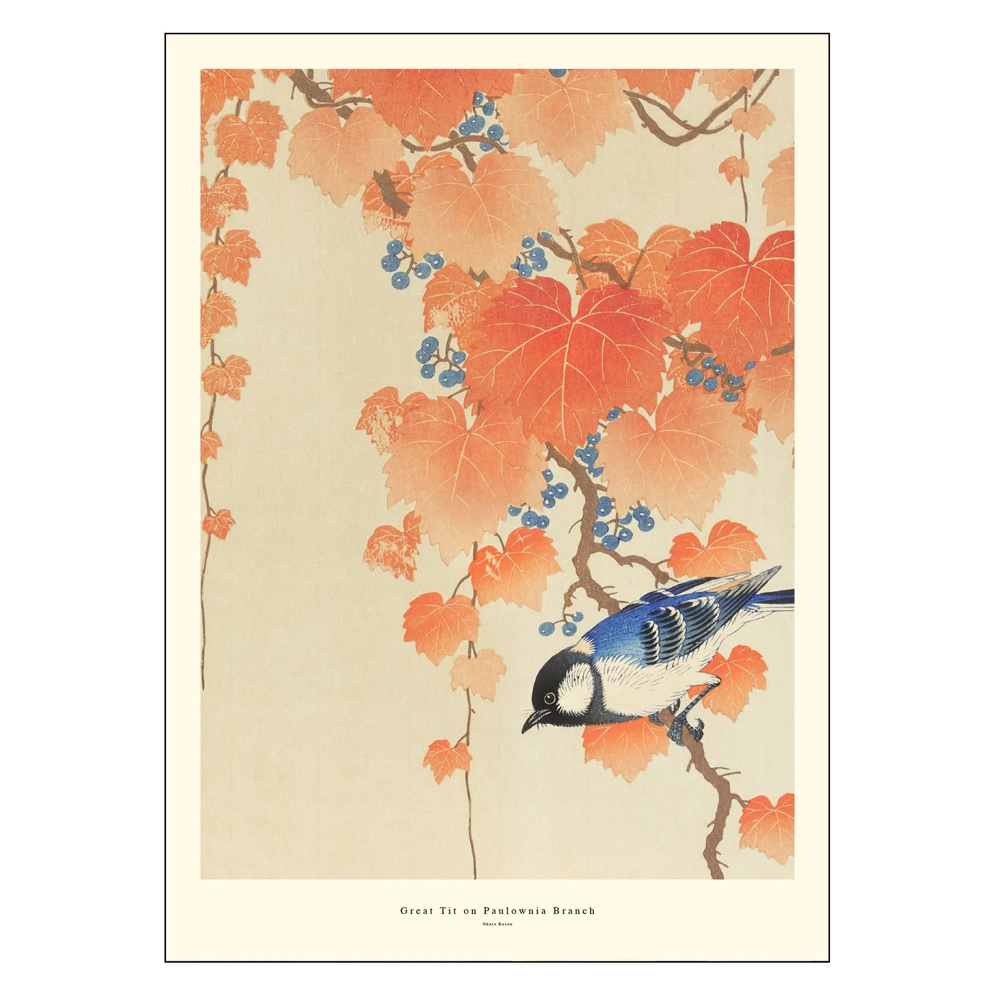 Poster A.P. Atelier Great Tit on Paulownia Branch 70x100 cm