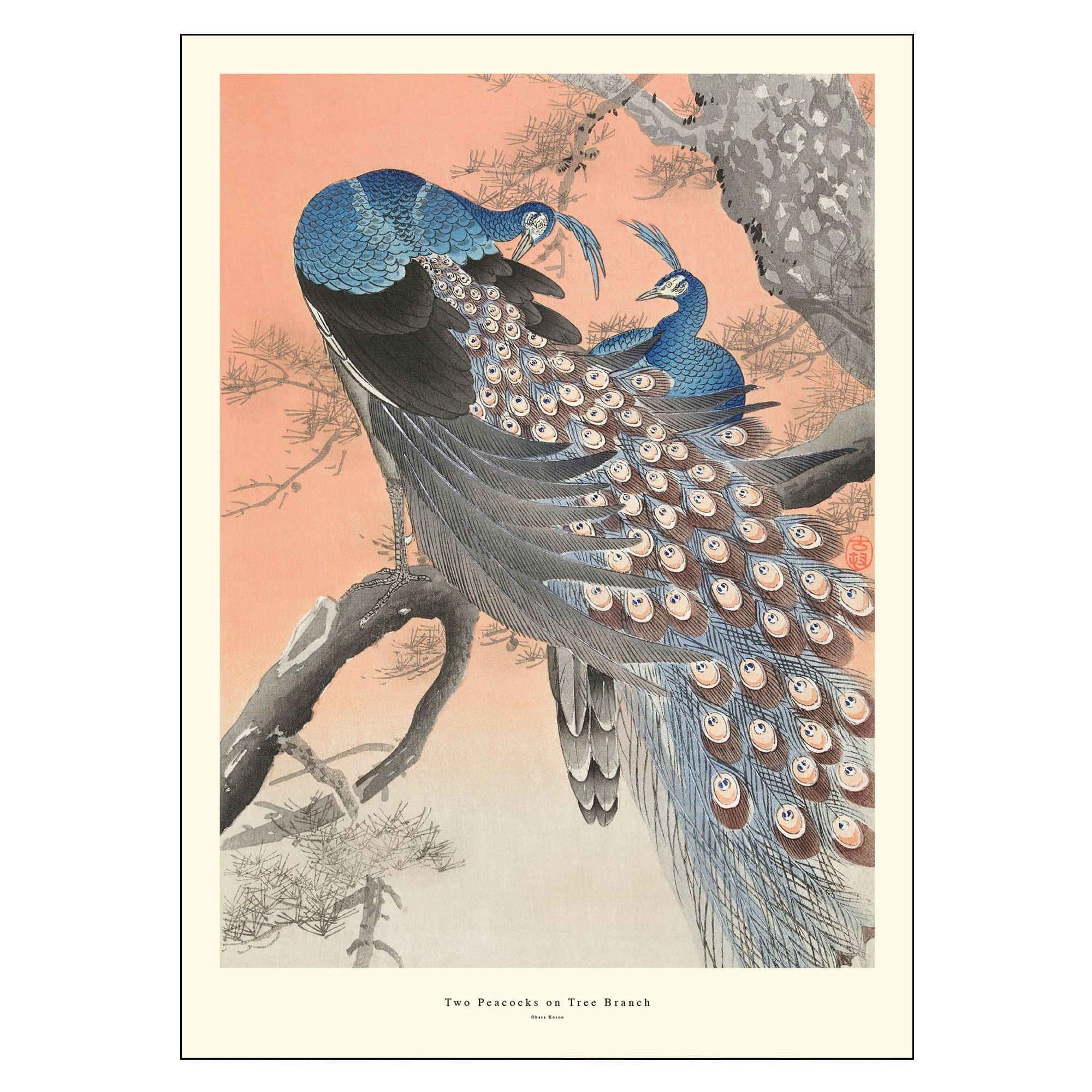 Poster A.P. Atelier Two Peacocks on Tree Branch 70x100 cm