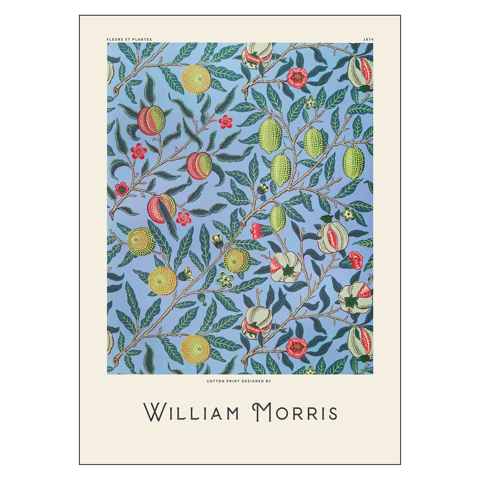 Poster William Morris Fruits on Blue 100x140 cm