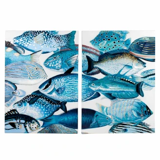 Werner Voss Set med Talva 2 st <strong>Blue Fishes</strong>  Blå Matt