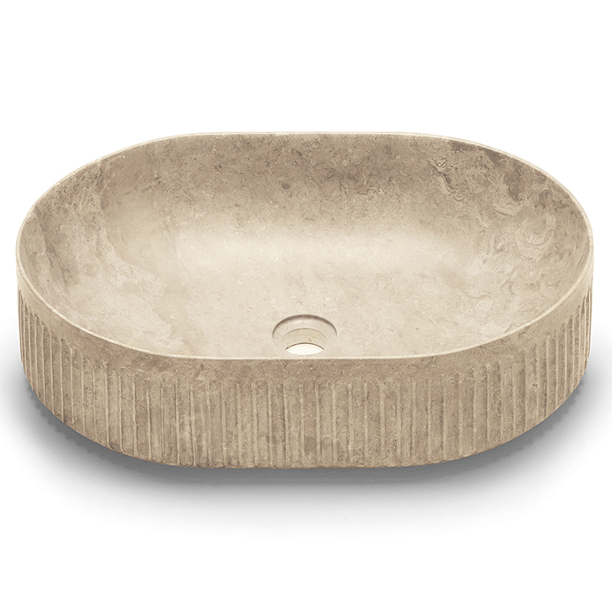 Bathco Tvättställ Stone Striae Oval Beige 58x38 cm