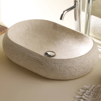 Bathco Tvättställ Stone Domed Oval Beige 60x40 cm