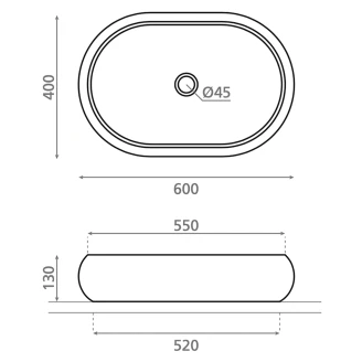 Bathco Tvättställ Stone Domed Oval Grå 60x40 cm