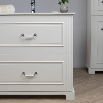 Tvättställsskåp <strong>Wellington</strong>  Vit Matt 80 cm med Handfat Vit Blank