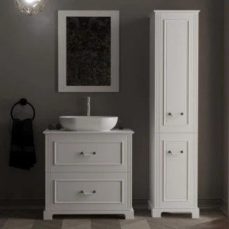Tvättställsskåp <strong>Wellington</strong>  Vit Matt 80 cm med Bänkskiva Vit Matt