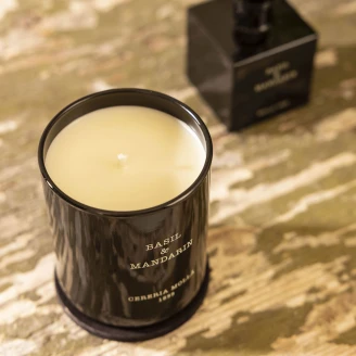 <strong>Cereria Molla</strong>  Set Ljus, Premium Diffuser, Refilldiffuser & Hemtextilspray Basilika Mandariner