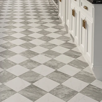 Marmor Klinker <strong>Checkermarble</strong>  Vit-Grå Matt 44x44 cm