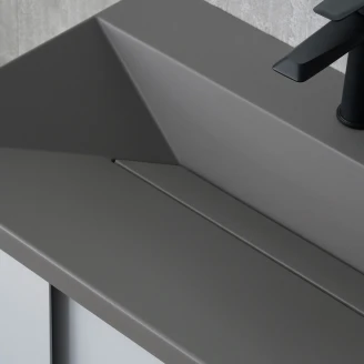 Tvättställsskåp Esquina Svart Matt 70 cm med Handfat Grå Matt