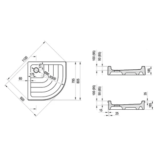 Ravak Duschkar Ronda PU 80x80 Rund Vit Blank