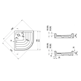 Ravak Duschkar Ronda PU 90x90 Rund Vit Blank