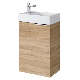 Tvättställsskåp <strong>Kub</strong>  Trä Sonoma Matt med Handfat 40 cm & Spegel