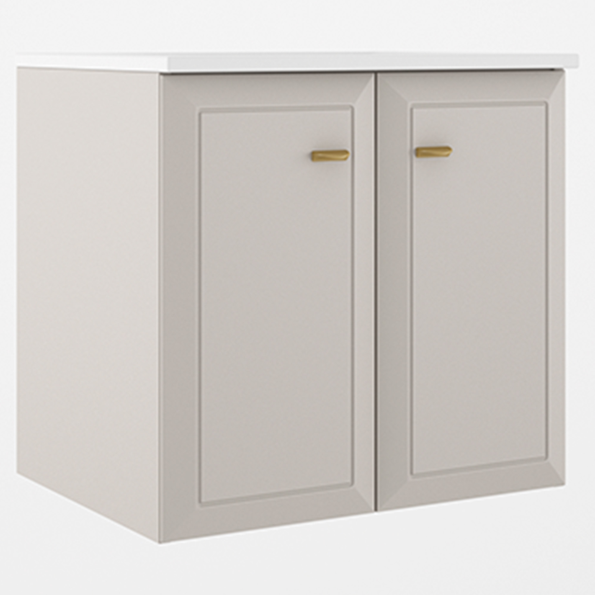 Tvättställsskåp Gold Tandem Beige Matt 60 cm med Två Dörrar med Handfat Vit Blank