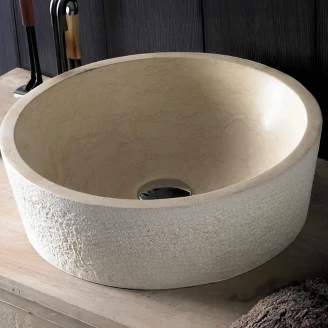 Bathco Tvättställ Stone Dual Rund Beige 41 cm