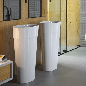 Handgjorda Tvättställ Viento Vit Blank 84 cm med Vit Pop-up Bottenventil
