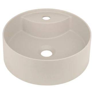 Tvättställ Rund med Kranhylla <strong>Silia</strong> Beige Matt 36 cm